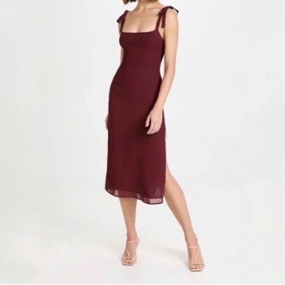 REFORMATION Besse Midi Dress in Plum size 10 - Picture 2 of 7